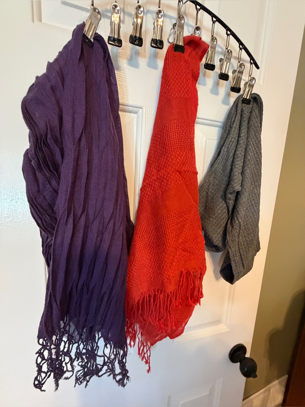 3 Scarf Set: Fall Colors Collection of Deep Plum, Rust Orange, Dusk Gray - Picture 2 of 16